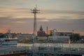 Sunset view of the south harbor, in Helsinki Royalty Free Stock Photo