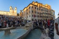 Sunset view of Spanish Steps and Piazza di Spagna in city of Rome, Italy Royalty Free Stock Photo