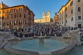 Sunset view of Spanish Steps and Piazza di Spagna in city of Rome, Italy Royalty Free Stock Photo