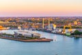 Sunset view of SS Rotterdam, a hotel and museum situated in a former cruise liner, Netherlands Royalty Free Stock Photo