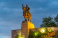 Sunset view of Statue of King Vakhtang Gorgasali in Tbilisi, Geo