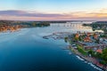 Sunset view of Svendborgsundbroen bridge in Denmark Royalty Free Stock Photo