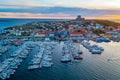 Sunset view of Swedish town Marstrand Royalty Free Stock Photo