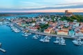 Sunset view of Swedish town Marstrand Royalty Free Stock Photo