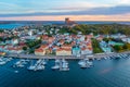 Sunset view of Swedish town Marstrand Royalty Free Stock Photo