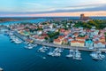 Sunset view of Swedish town Marstrand Royalty Free Stock Photo