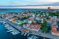 Sunset view of Swedish town Marstrand Royalty Free Stock Photo