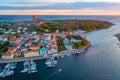 Sunset view of Swedish town Marstrand Royalty Free Stock Photo