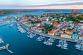 Sunset view of Swedish town Marstrand Royalty Free Stock Photo