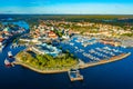 Sunset view of Swedish town Stromstad Royalty Free Stock Photo