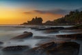 Sunset view of tanah lot temple on Sea in Bali Island. one of most famous tourist attraction in Indonesia Royalty Free Stock Photo