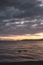 Sunset view at Taupo lakie in New Zealand