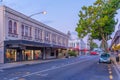 Sunset view of Daily Telegraph building in the center of Napier, New Zealand Royalty Free Stock Photo