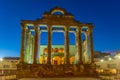 Sunset view of Temple of Diana in Merida, Spain.