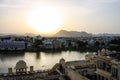 Sunset view from a terrace on Lake Pichola in Udaipur