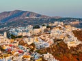 Sunset View of Thira Town, Santorini, Greece Royalty Free Stock Photo