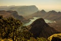 Sunset view of Three Rondavels, Blyde Canyon, South Africa. Royalty Free Stock Photo