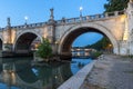 Sunset view of Tiber River in city of Rome, Italy Royalty Free Stock Photo