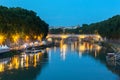 Sunset view of Tiber River in city of Rome, Italy Royalty Free Stock Photo