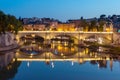 Sunset view of Tiber River in city of Rome, Italy Royalty Free Stock Photo