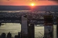 Sunset View to Hudson River and New Jersey from the Empire State Building - Manhattan, New York City Royalty Free Stock Photo