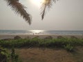 Sunset in Morgim beach, North Goa, India Royalty Free Stock Photo