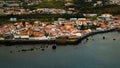 Sunset view to Porto Pim Bay from mount Guia at Faial island, Azores, Portugal