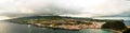 Sunset view to Porto Pim Bay from mount Guia at Faial island, Azores, Portugal Royalty Free Stock Photo