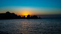 sunset view to the sea with coastline. Sardinia, Italy