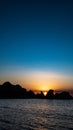 sunset view to the sea with coastline. Sardinia, Italy