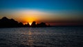 sunset view to the sea with coastline. Sardinia, Italy