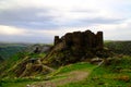 Sunset view to Vahramashen Church and Amberd fortress in Armenia