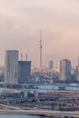 Sunset view of Tokyo Bay , Rainbow bridge and Tokyo Tower landmark Royalty Free Stock Photo