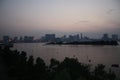 Sunset view of Tokyo skyline and Rainbow bridge Royalty Free Stock Photo