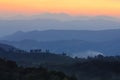 sunset view from top of Doi Pha Phung Royalty Free Stock Photo