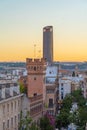 Sunset view of Torre Sevilla in Spain