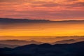 Sunset view towards San Francisco bay as seen from the summit of Mt Diablo Royalty Free Stock Photo