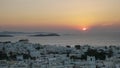 Sunset view of the town of chora on mykonos Royalty Free Stock Photo