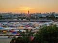 sunset view train night market, here is a big second-hand flea street food and bars