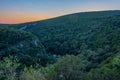 Sunset view of Tskaltsitela river valley in Georgia Royalty Free Stock Photo