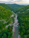 Sunset view of Tskaltsitela river valley in Georgia Royalty Free Stock Photo