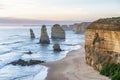 Sunset view of Twelve Apostles along Great Ocean Road, Australia Royalty Free Stock Photo