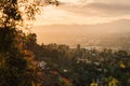 Sunset view from the Universal City Overlook on Mulholland Drive in Los Angeles, California Royalty Free Stock Photo