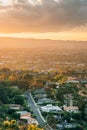 Sunset view from the Universal City Overlook on Mulholland Drive in Los Angeles, California Royalty Free Stock Photo