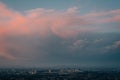 Sunset view of University City, from Mount Soledad in La Jolla, San Diego, California Royalty Free Stock Photo