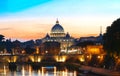 Sunset view of the Vatican with Saint Peter`s Basilica,Rome, Italy.