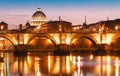 Sunset view of the Vatican with Saint Peter`s Basilica,Rome, Italy. Royalty Free Stock Photo