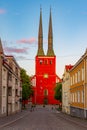 Sunset view of Vaxjo cathedral in Sweden Royalty Free Stock Photo