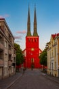 Sunset view of Vaxjo cathedral in Sweden Royalty Free Stock Photo