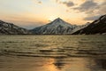 Sunset view of the Volcano Vilyuchinsky, Kamchatka, Russia Royalty Free Stock Photo